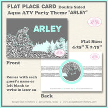 Load image into Gallery viewer, Aqua ATV Baby Shower Party Favor Card Tent Appetizer Place Food Sign Boy Girl Quad Racing Silver Green Boogie Bear Invitations Arley Theme