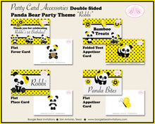Load image into Gallery viewer, Panda Bear Birthday Party Favor Card Tent Place Food Girl Yellow Black Butterfly Wild Zoo Animal Exotic Boogie Bear Invitations Robbi Theme