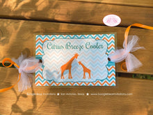 Load image into Gallery viewer, Giraffe Baby Shower Party Beverage Card Wrap Birthday Drink Label Aqua Turquoise Teal Orange Boy Girl Boogie Bear Invitations Kelly Theme