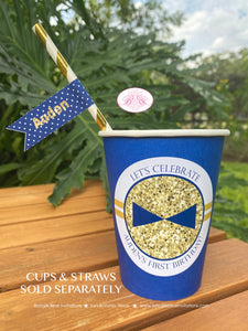 Mr. Wonderful Party Birthday Paper Straws Pennant 1st ONE Onederful Bow Tie Navy Blue Gold Little Man Boogie Bear Invitations Auden Theme
