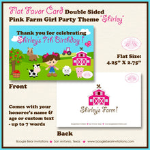 Load image into Gallery viewer, Pink Farm Birthday Favor Party Card Tent Place Tag Food Sign Appetizer Label Animals Girl Barn Country Boogie Bear Invitations Shirley Theme