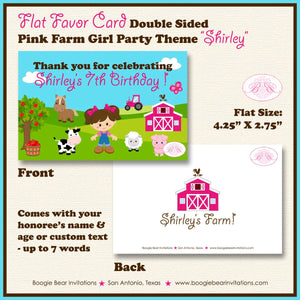 Pink Farm Birthday Favor Party Card Tent Place Tag Food Sign Appetizer Label Animals Girl Barn Country Boogie Bear Invitations Shirley Theme