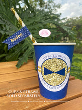 Load image into Gallery viewer, Mr Wonderful 1st Birthday Party Beverage Cups Paper Drink ONE Boy Mustache Onederful Blue Glitter Gold Boogie Bear Invitations Auden Theme