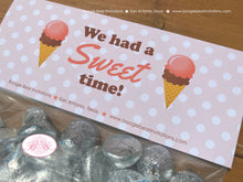 Load image into Gallery viewer, Ice Cream Birthday Party Treat Bag Toppers Folded Favor Girl Pink Orange Brown Life is Sweet Summer Boogie Bear Invitations Rebecca Theme