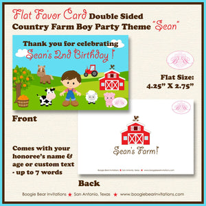 Country Farm Boy Birthday Favor Party Card Tent Place Tag Food Sign Appetizer Label Animals Barn Tractor Boogie Bear Invitations Sean Theme