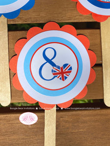London England Birthday Party Cupcake Toppers Cake Display Girl British Crown Great Union Jack Flag Boogie Bear Invitations Elizabeth Theme