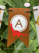 Load image into Gallery viewer, Little Dinosaur Party Pennant Cake Banner Topper Birthday Girl Boy Red Orange Green Brown Roar Stomp Kid Boogie Bear Invitations Lucas Theme