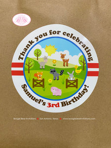 Petting Zoo Birthday Party Favor Bag Treat Paper Handled Farm Animals Boy Girl Country Barn Pig Gingham Boogie Bear Invitations Samuel Theme