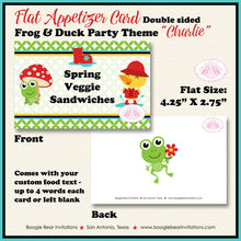 Load image into Gallery viewer, Frog Duck Birthday Party Favor Card Appetizer Food Folded Tent Boy Girl Red Spring Garden Rain Boogie Bear Invitations Charlie Theme Printed