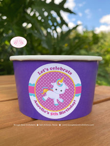 Rainbow Unicorn Birthday Party Treat Cups Candy Food Buffet Appetizer Paper Girl Pink Purple Horse Boogie Bear Invitations Aurelia Theme