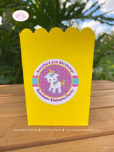 Load image into Gallery viewer, Rainbow Unicorn Birthday Popcorn Boxes Mini Food Buffet Party irl Pink Yellow Blue Purple Magic Boogie Bear Invitations Aurelia Theme
