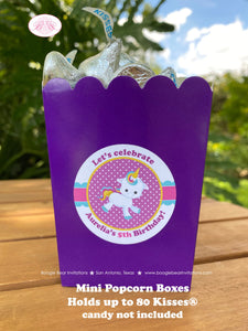 Rainbow Unicorn Birthday Popcorn Boxes Mini Food Buffet Party irl Pink Yellow Blue Purple Magic Boogie Bear Invitations Aurelia Theme