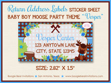Load image into Gallery viewer, Little Boy Moose Baby Shower Invitation Blue Forest Woodland Animals Calf Boogie Bear Invitations Vesper Theme Paperless Printable Printed