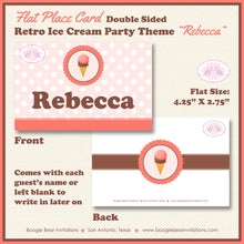 Load image into Gallery viewer, Ice Cream Birthday Party Favor Card Tent Place Sign Appetizer Girl Sweet Pink Coral Popsicle Boogie Bear Invitations Rebecca Theme Printed