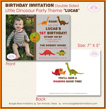 Load image into Gallery viewer, Dinosaur Birthday Party Invitation Photo Boy Girl Dino Retro Red Prehistoric Boogie Bear Invitations Lucas Theme Paperless Printable Printed
