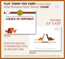 Load image into Gallery viewer, Dinosaur Birthday Party Thank You Card Little Dino Flat Folded Note Boy Girl Red Stomp Roar Boogie Bear Invitations Lucas Theme Printed