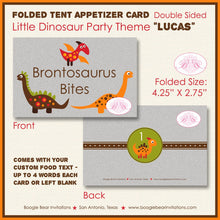 Load image into Gallery viewer, Dinosaur Birthday Favor Party Card Tent Place Food Sign Appetizer Thank You Tag Girl Boy Stomp Dino oar Boogie Bear Invitations Lucas Theme