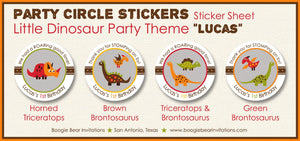 Little Dinosaur Birthday Party Stickers Circle Sheet Round Boy Girl Red Orange Yellow Green Jurassic Kid Boogie Bear Invitations Lucas Theme