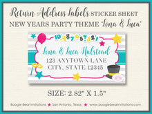 Load image into Gallery viewer, Happy New Years Birthday Party Invitation Boy Girl Sibling Twins Kids Boogie Bear Invitations Lona Luca Theme Paperless Printable Printed