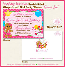Load image into Gallery viewer, Gingerbread Girl Birthday Party Invitation Winter Pink Christmas House Boogie Bear Invitations Candy Sue Theme Paperless Printable Printed