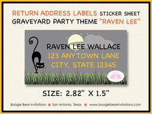 Load image into Gallery viewer, Halloween Birthday Party Invitation Graveyard Spooky Cemetery Black Cat Boogie Bear Invitations Raven Lee Theme Paperless Printable Printed