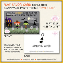 Load image into Gallery viewer, Halloween Birthday Party Favor Card Tent Place Sign Appetizer Graveyard Black Haunted House Boogie Bear Invitations Raven Lee Theme Printed