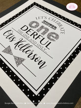 Load image into Gallery viewer, Mr. Wonderful Birthday Party Door Banner 1st ONE Onederful Little Man Bow Tie Black White Silver Elegant Boogie Bear Invitations Otis Theme