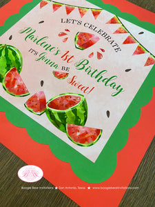 Red Watermelon Birthday Party Door Banner Birthday Girl Boy One In a Melon Two Sweet Green Summer Kids Boogie Bear Invitations Marlene Theme