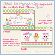 Load image into Gallery viewer, Spring Owls Birthday Party Favor Card Appetizer Food Place Sign Label Easter Grow Flower Garden Bird Boogie Bear Invitations Lorelei Theme