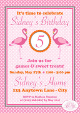 Load image into Gallery viewer, Pink Flamingo Birthday Party Invitation Orange Flamingle Wild Tropical Girl Boogie Bear Invitations Sidney Theme Paperless Printable Printed