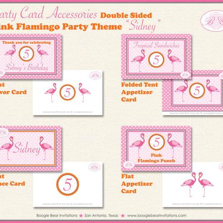 Pink Flamingo Birthday Party Favor Card Appetizer Food Place Sign Label Flamingle Wild Tropical Girl Boogie Bear Invitations Sidney Theme