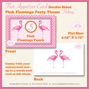 Pink Flamingo Birthday Party Favor Card Appetizer Food Place Sign Label Flamingle Wild Tropical Girl Boogie Bear Invitations Sidney Theme