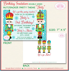 Nutcracker Birthday Party Invitation Winter Christmas Ballet Boy Girl Kids Boogie Bear Invitations Fritz Theme Paperless Printable Printed