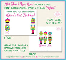 Load image into Gallery viewer, Pink Nutcracker Party Thank You Cards Birthday Winter Christmas Ballet Girl Blue Green Snowflake Boogie Bear Invitations Clara Theme Printed