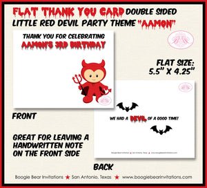 Little Red Devil Party Thank You Card Note Birthday Halloween Bloody Costume Boy Girl Dracula Boogie Bear Invitations Aamon Theme Printed