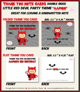 Little Red Devil Party Thank You Card Note Birthday Halloween Bloody Costume Boy Girl Dracula Boogie Bear Invitations Aamon Theme Printed