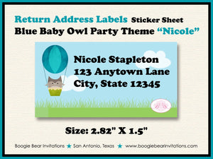 Blue Aviator Owl Baby Shower Invitation Party Airplane Flying Pilot Boy Fly Boogie Bear Invitations Nicole Theme Paperless Printable Printed
