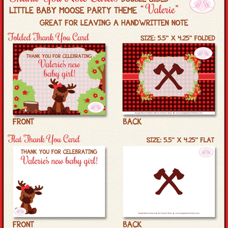 Little Moose Baby Shower Thank You Card Red Girl Boy Forest Woodland Animals Calf Party Plaid Boogie Bear Invitations Valerie Theme Printed