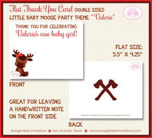 Load image into Gallery viewer, Little Moose Baby Shower Thank You Card Red Girl Boy Forest Woodland Animals Calf Party Plaid Boogie Bear Invitations Valerie Theme Printed
