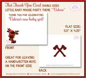 Little Moose Baby Shower Thank You Card Red Girl Boy Forest Woodland Animals Calf Party Plaid Boogie Bear Invitations Valerie Theme Printed