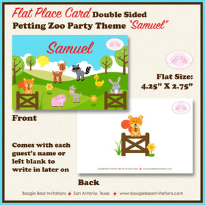 Petting Zoo Birthday Party Favor Card Place Food Tag Tent Appetizer Boy Girl Farm Animals Country Barn Boogie Bear Invitations Samuel Theme