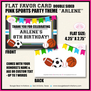 Sports Birthday Party Favor Card Appetizer Food Place Sign Label Girl Chalkboard Pink Ball Baseball Boogie Bear Invitations Arlene Theme