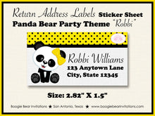 Load image into Gallery viewer, Panda Bear Birthday Party Invitation Photo Girl Yellow Black Wild Zoo Jungle Boogie Bear Invitations Robbi Theme Paperless Printable Printed
