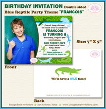 Load image into Gallery viewer, Reptile Birthday Party Invitation Photo Blue Snake Lizard Frog Chameleon Boogie Bear Invitations Francois Theme Paperless Printable Printed