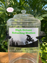Load image into Gallery viewer, Green Dirt Bike Party Beverage Card Wrap Birthday Drink Label Boy Girl Motocross Off Road Racing Black Boogie Bear Invitations Dwayne Theme