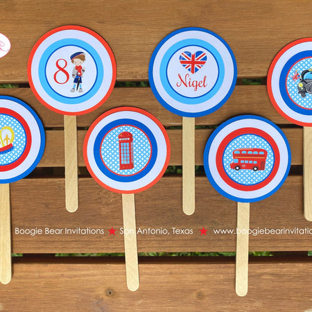 London England Birthday Party Cupcake Toppers Cake Display Boy British Great Britain Union Jack Flag Boogie Bear Invitations Nigel Theme