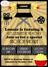 Load image into Gallery viewer, Movie Theater Birthday Party Invitation Cinema Ticket Actor Motion Picture Boogie Bear Invitations Lonnie Theme Paperless Printable Printed