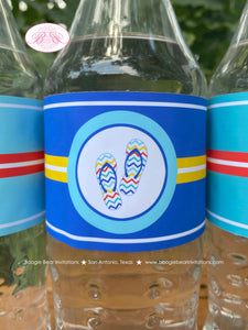 Splash Bash Birthday Party Bottle Wraps Wrappers Cover Label Pool Girl Boy Beach Swimming Ocean Summer Boogie Bear Invitations Douglas Theme