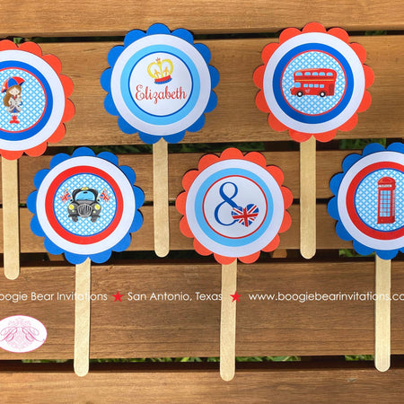 London England Birthday Party Cupcake Toppers Cake Display Girl British Crown Great Union Jack Flag Boogie Bear Invitations Elizabeth Theme