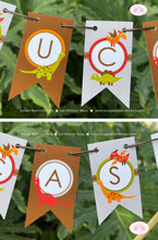 Load image into Gallery viewer, Little Dinosaur Party Pennant Cake Banner Topper Birthday Girl Boy Red Orange Green Brown Roar Stomp Kid Boogie Bear Invitations Lucas Theme